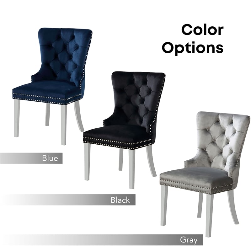 Furniture of America Swata Fabric Tufted Dining Chair in Blue (Set of 2)
