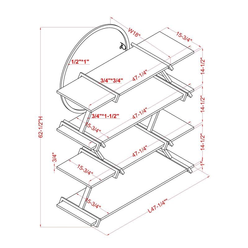 Furniture of America Burks Industrial Metal 4-Layer Bookcase in Matte Black