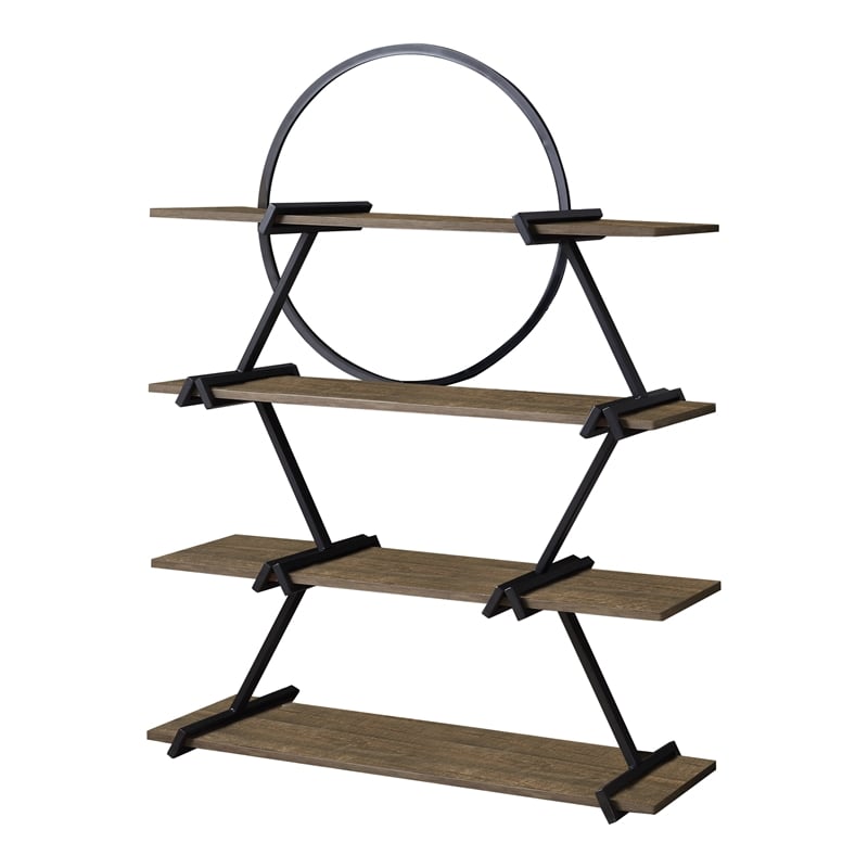 Furniture of America Burks Industrial Metal 4-Layer Bookcase in Matte Black
