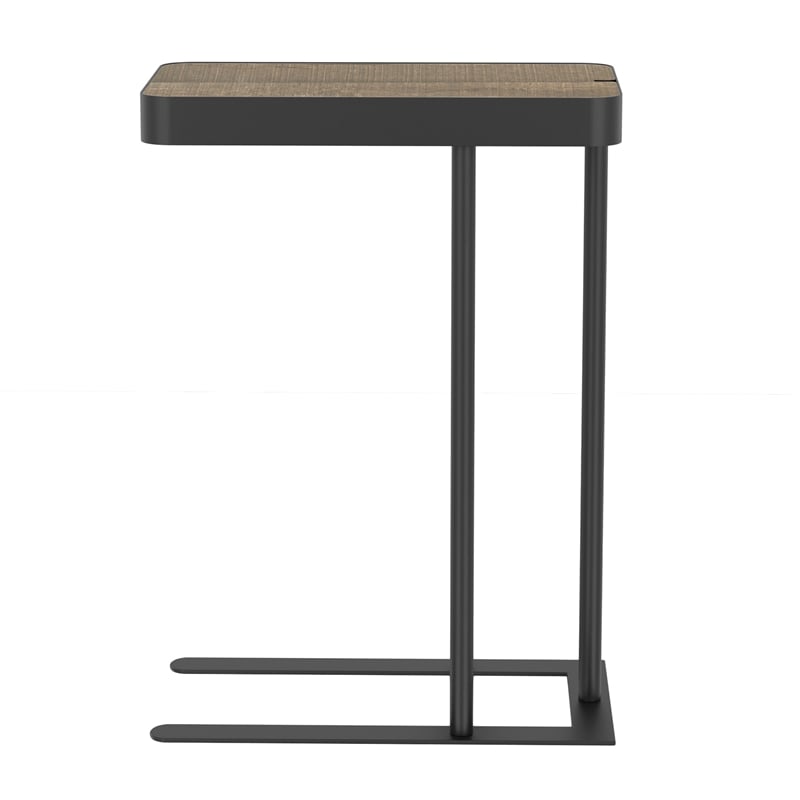 Furniture of America Nince Industrial Metal Adjustable Side Table in Sand Black