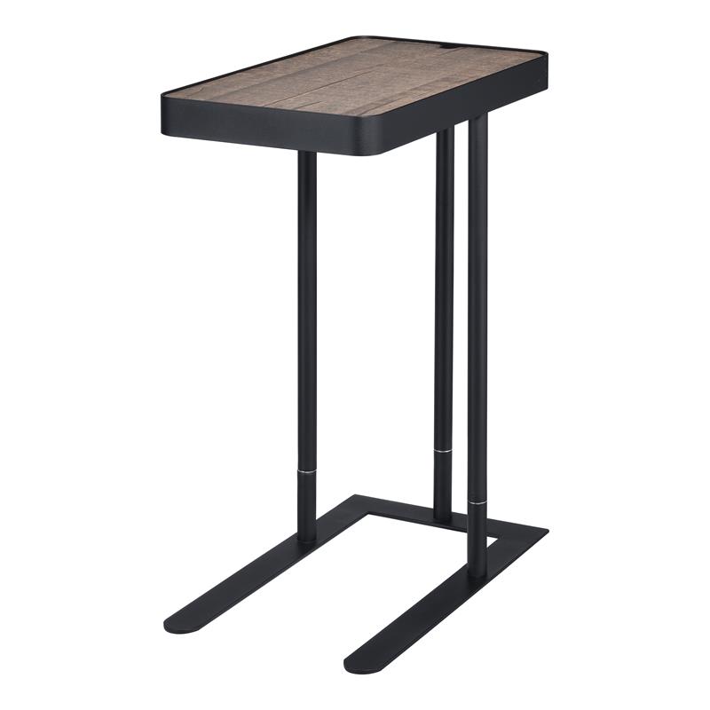Furniture of America Nince Industrial Metal Adjustable Side Table in Sand Black