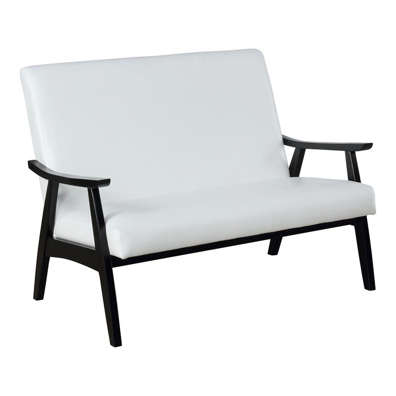 Furniture of America Kikee Faux Leather Cushioned Loveseat Bench in White