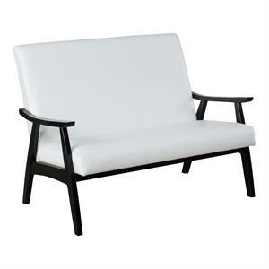 Furniture of America Kikee Faux Leather Cushioned Loveseat Bench in White