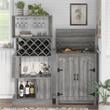 Furniture of America Kinly Wood 2-Piece Shoe Cabinet and Wine Rack in Gray