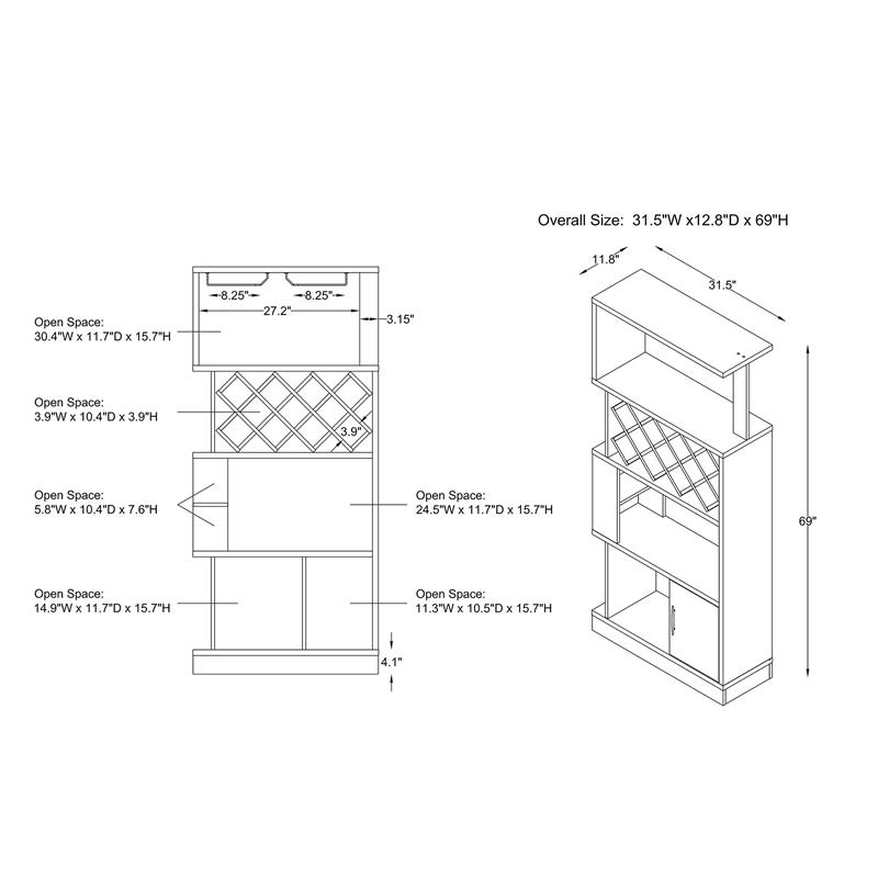 Furniture of America Kinly Wood 2-Piece Shoe Cabinet and Wine Rack in Gray