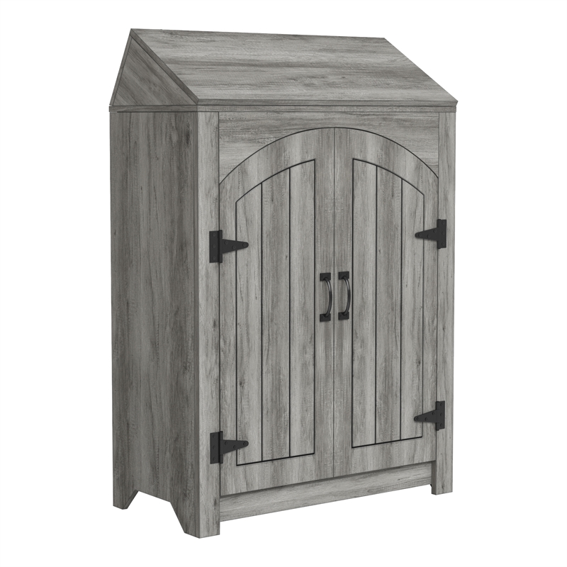 Furniture of America Kinly Wood 2-Piece Shoe Cabinet and Wine Rack in Gray