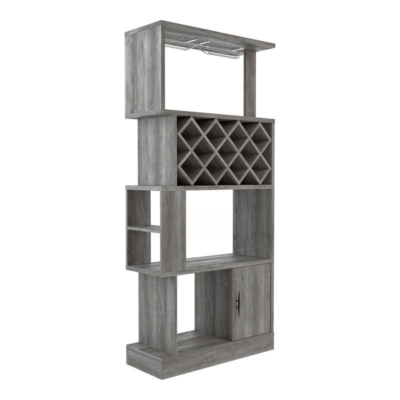 Furniture of America Kinly Wood 2-Piece Shoe Cabinet and Wine Rack in Gray