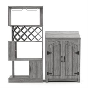 furniture of america kinly wood 2-piece shoe cabinet and wine rack in gray