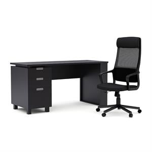 furniture of america nickolas wood 2-piece office desk and chair set in espresso