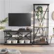 Furniture of America Drewden Metal 2pc Console Table and Bookcase Set in Gray