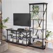 Furniture of America Drewden Metal 2pc Console Table and Bookcase Set in Gray