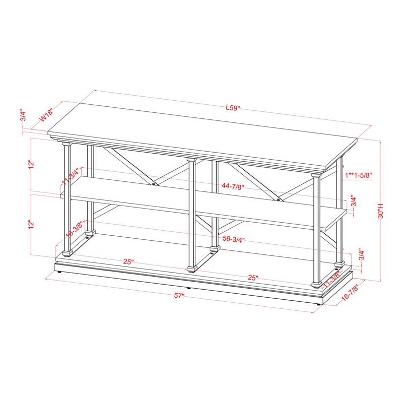 Furniture of America Drewden Metal 2pc Console Table and Bookcase Set in Gray