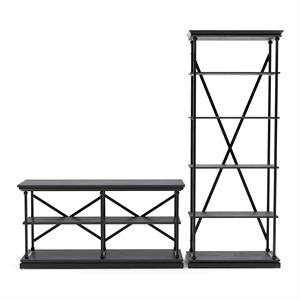Furniture of America Drewden Metal 2pc Console Table and Bookcase Set in Gray