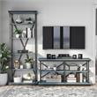 Furniture of America Drewden Metal 2pc Console Table and Bookcase Set in Blue