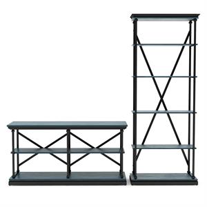 furniture of america drewden metal 2pc console table and bookcase set