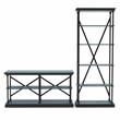 Furniture of America Drewden Metal 2pc Console Table and Bookcase Set in Blue