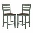 Furniture of America Elda Wood Counter Height Chair in Antique Green (Set of 2)