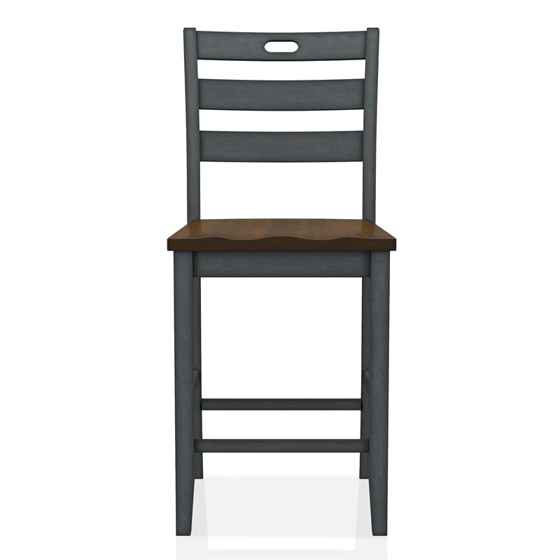Furniture of America Elda Wood Counter Height Chair in Antique Gray (Set of 2)