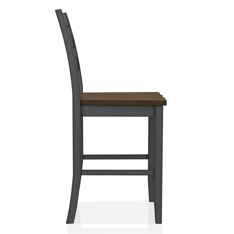 Furniture of America Elda Wood Counter Height Chair in Antique Gray (Set of 2)