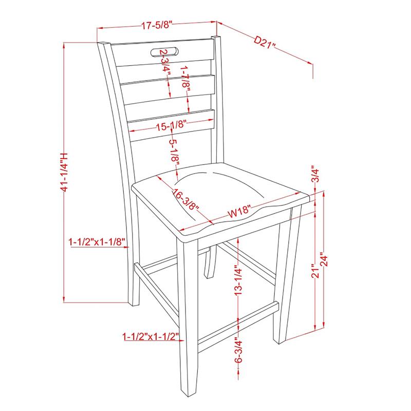 Furniture of America Elda Wood Counter Height Chair in Antique Gray (Set of 2)