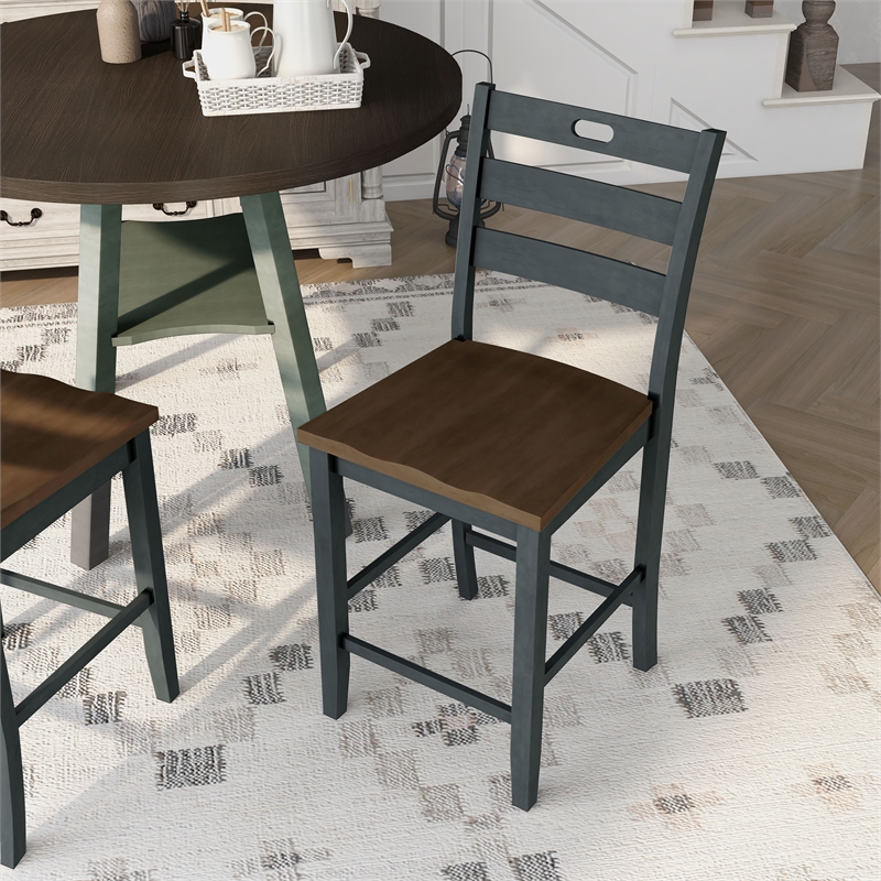 Furniture of America Elda Wood Counter Height Chair in Antique Gray (Set of 2)