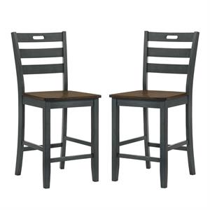 Furniture of America Elda Wood Counter Height Chair in Antique Gray (Set of 2)
