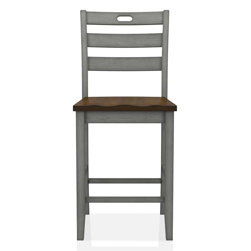 Furniture of America Elda Wood Counter Height Chair in Light Gray (Set of 2)