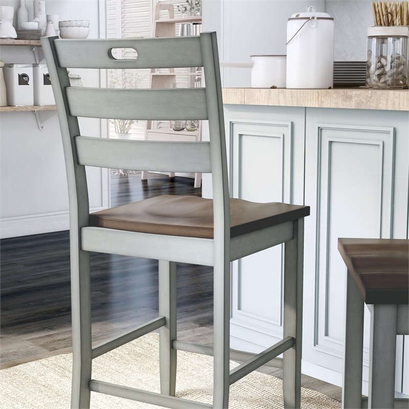 Furniture of America Elda Wood Counter Height Chair in Light Gray (Set of 2)