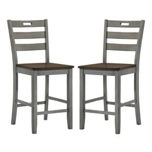 furniture of america elda wood counter dining chair in light gray (set of 2)
