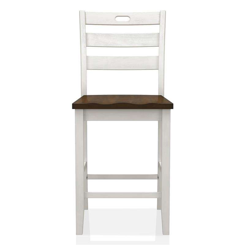 Furniture of America Elda Wood Counter Height Chair in Sea White (Set of 2)