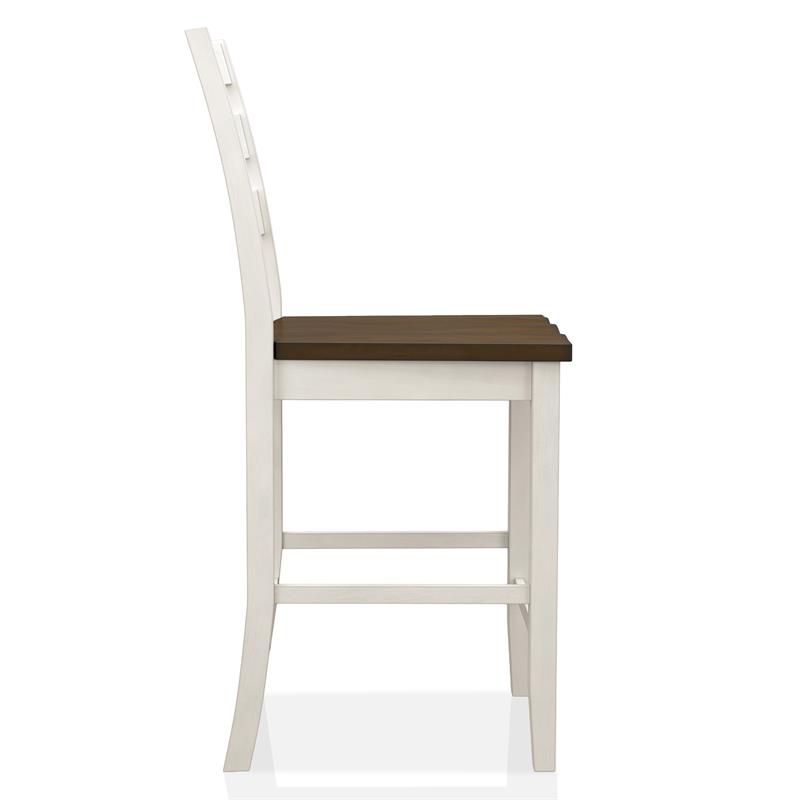 Furniture of America Elda Wood Counter Height Chair in Sea White (Set of 2)