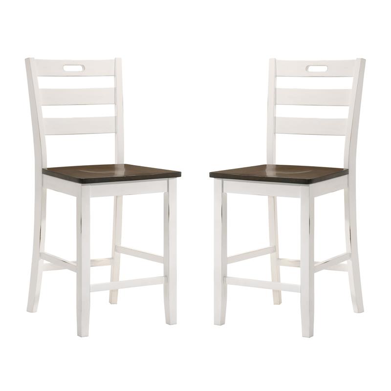 Furniture of America Elda Wood Counter Height Chair in Sea White (Set of 2)