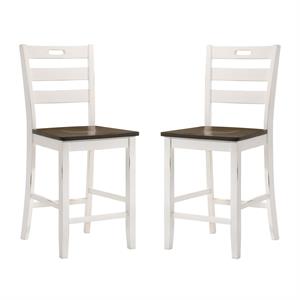 furniture of america elda wood counter dining chair in sea white (set of 2)