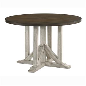 furniture of america kadda farmhouse wood round dining table in antique white