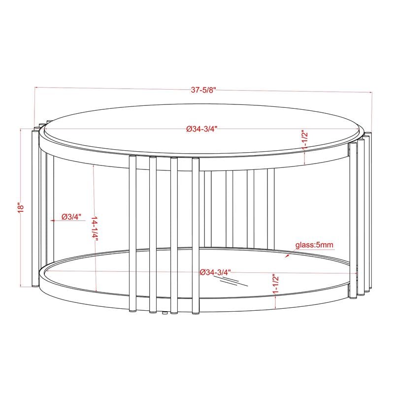 Furniture of America Kual Contemporary Metal 1-Shelf Coffee Table in Brass