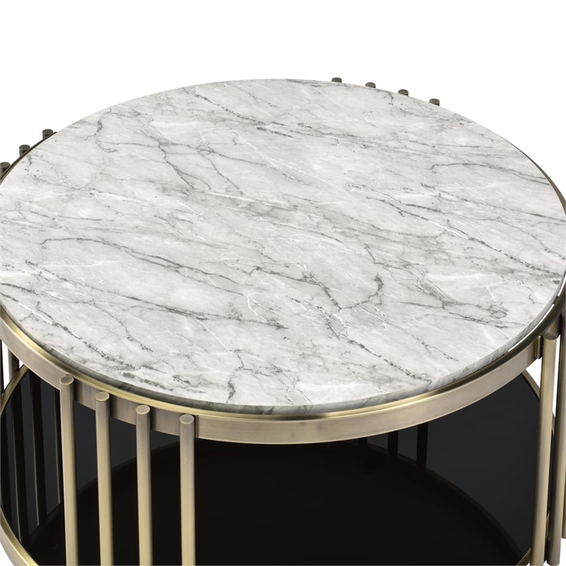 Furniture of America Kual Contemporary Metal 1-Shelf Coffee Table in Brass