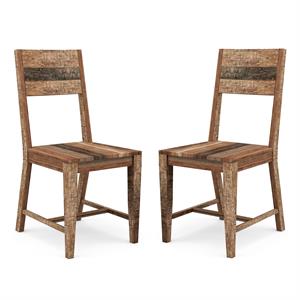 Furniture of America Pluto Solid Wood Dining Chair in Natural Tone (Set of 2)