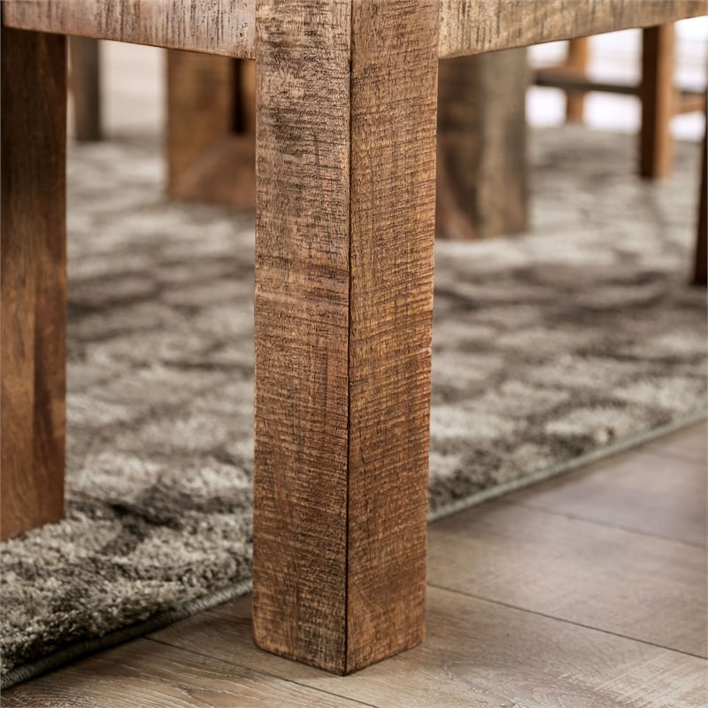Furniture of America Molla Rustic Solid Wood Short Bench in Natural Tone