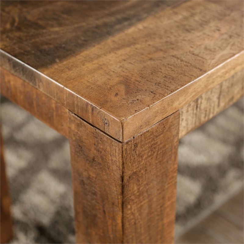 Furniture of America Molla Rustic Solid Wood Short Bench in Natural Tone