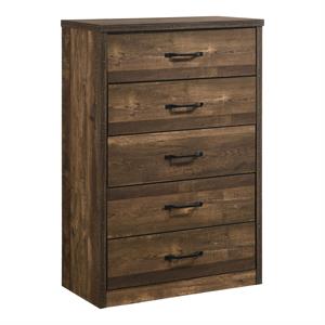 furniture of america kodo rustic wood 5-drawer chest in walnut