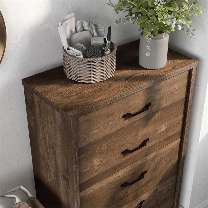 Furniture of America Kodo Rustic Wood 5-Drawer Chest in Walnut