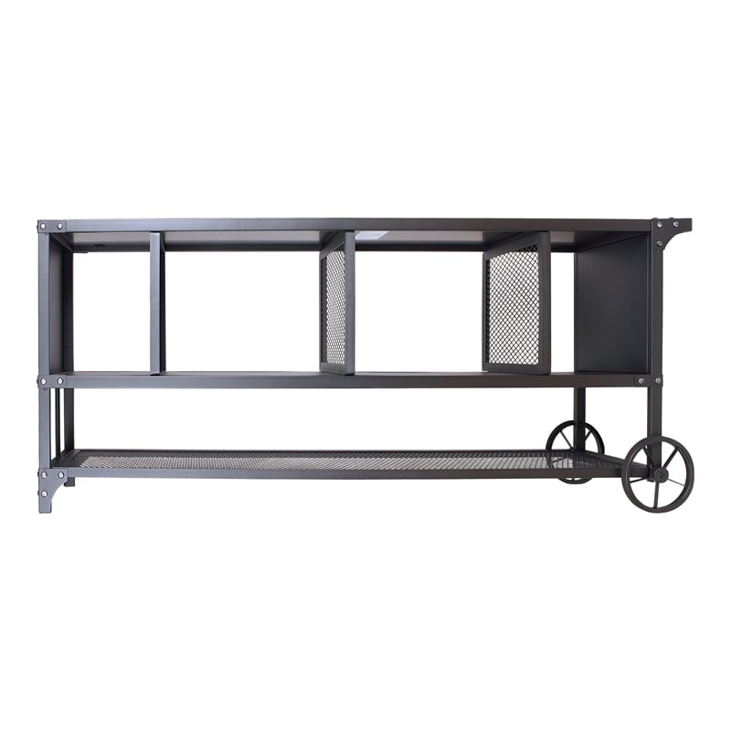 Furniture of America Lelah Industrial Metal Multi-Functional TV Stand in Walnut