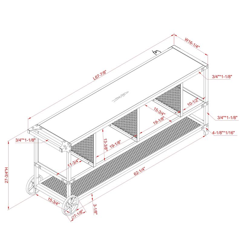 Furniture of America Lelah Industrial Metal Multi-Functional TV Stand in Walnut