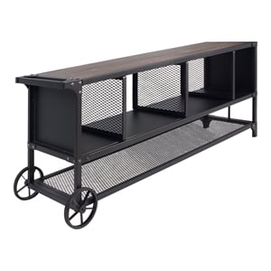 Furniture of America Lelah Industrial Metal Multi-Functional TV Stand in Walnut
