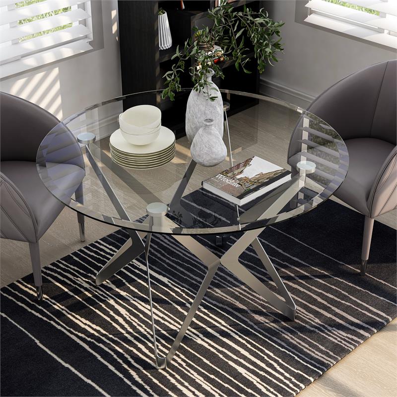 Furniture of America Fedora Modern Metal Round Dining Table in Champagne Gold