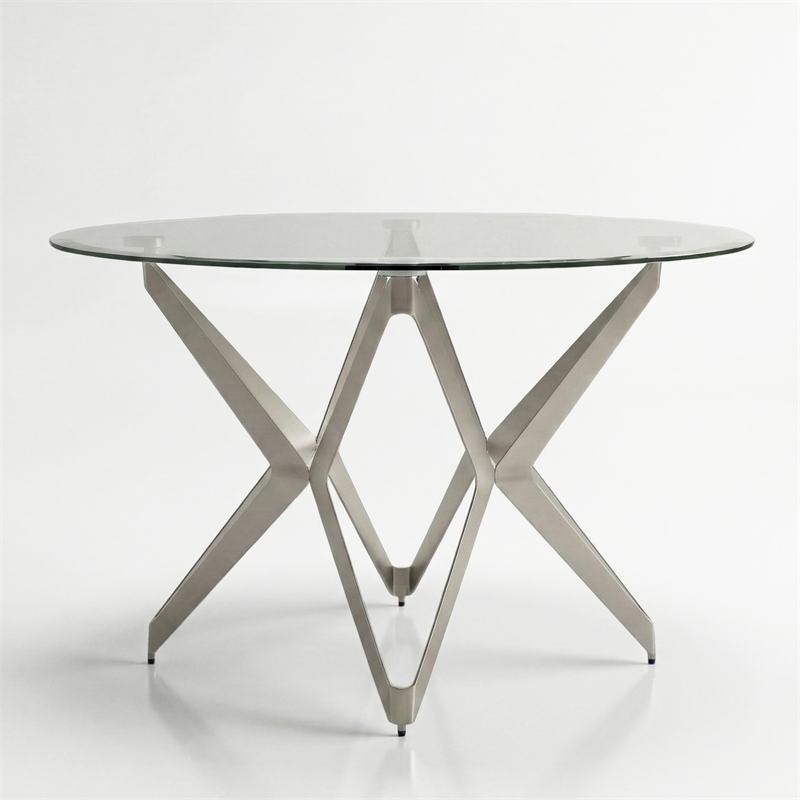 Furniture of America Fedora Modern Metal Round Dining Table in Champagne Gold