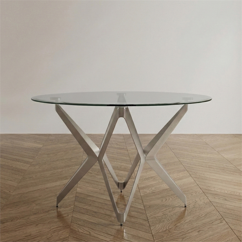 Furniture of America Fedora Modern Metal Round Dining Table in Champagne Gold