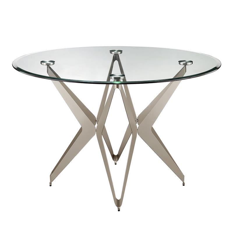 Furniture of America Fedora Modern Metal Round Dining Table in Champagne Gold