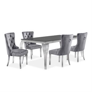 Furniture of America Edi Metal 5-Piece Dining Table Set in Black and Gray
