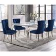 Furniture of America Edi Metal 5-Piece Dining Table Set in White and Blue